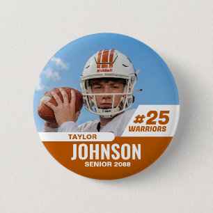 Football Player Senior Night Custom Photo Sports Button