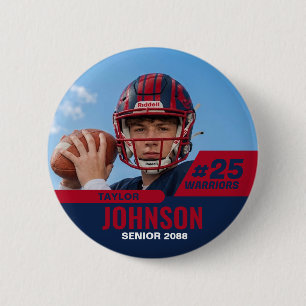 Football Player Senior Night Custom Photo Sports Button