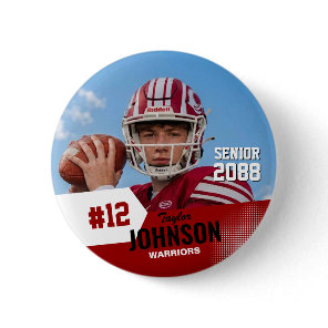 Football Player Senior Night Custom Photo Sports Button