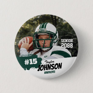 Football Player Senior Night Custom Photo Sports Button