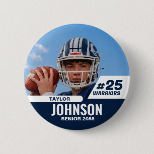 Football Player Senior Night Custom Photo Sports Button