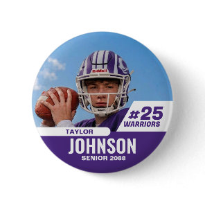 Football Player Senior Night Custom Photo Sports Button