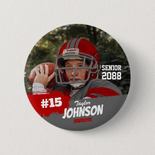 Football Player Senior Night Custom Photo Sports Button
