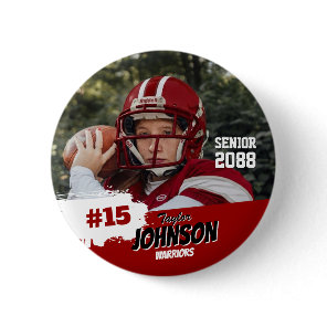 Football Player Senior Night Custom Photo Sports Button