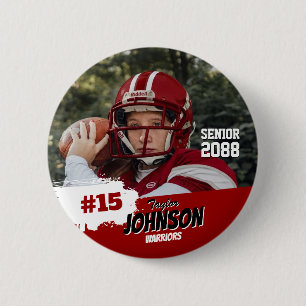 Football Player Senior Night Custom Photo Sports Button