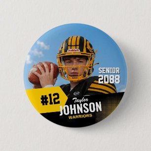 Football Player Senior Night Custom Photo Sports Button