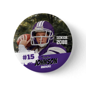 Football Player Senior Night Custom Photo Sports Button