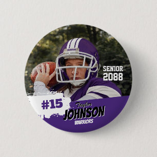 Football Player Senior Night Custom Photo Sports Button