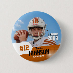 Football Player Senior Night Custom Photo Sports Button