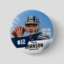 Football Player Senior Night Custom Photo Sports Button