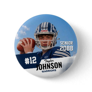 Football Player Senior Night Custom Photo Sports Button