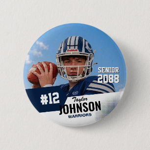 Football Player Senior Night Custom Photo Sports Button