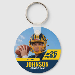 Football Player Senior Night Custom Photo Sports Keychain