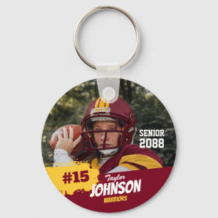 Football Player Senior Night Custom Photo Sports Keychain