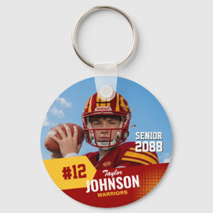 Football Player Senior Night Custom Photo Sports Keychain