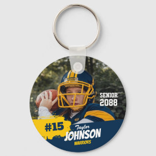 Football Player Senior Night Custom Photo Sports Keychain