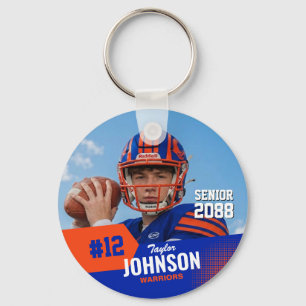 Football Player Senior Night Custom Photo Sports Keychain