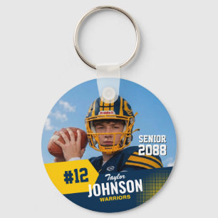 Football Player Senior Night Custom Photo Sports Keychain