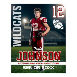 Football Player Senior Night Custom Photo Sports Poster