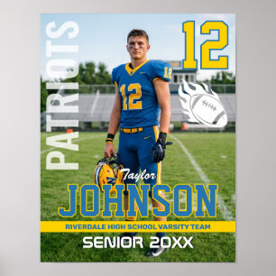 Football Player Senior Night Custom Photo Sports Poster