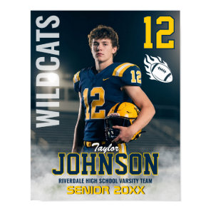Football Player Senior Night Custom Photo Sports Poster
