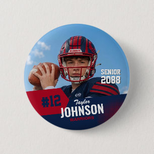 Football Player Senior Night Custom Sports Button