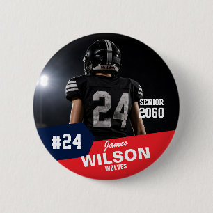 Football Player Senior Night Custom Sports Button