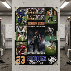 Football Player Senior Night Photo Collage Sports  Poster