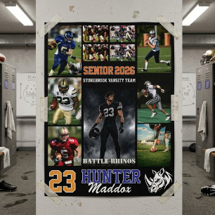 Football Player Senior Night Photo Collage Sports Poster