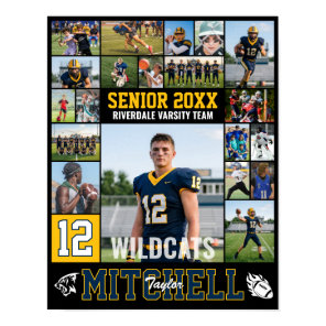 Football Player Senior Night Photo Collage Sports Poster