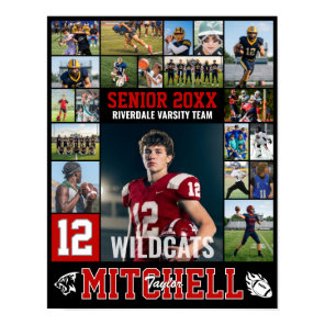 Football Player Senior Night Photo Collage Sports Poster