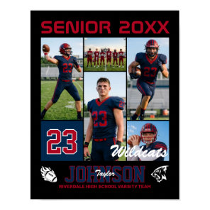 Football Player Senior Night Photo Collage Sports Poster