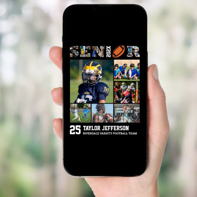 Football Player Senior Night Sports Photo Collage Poster (Front Digital)