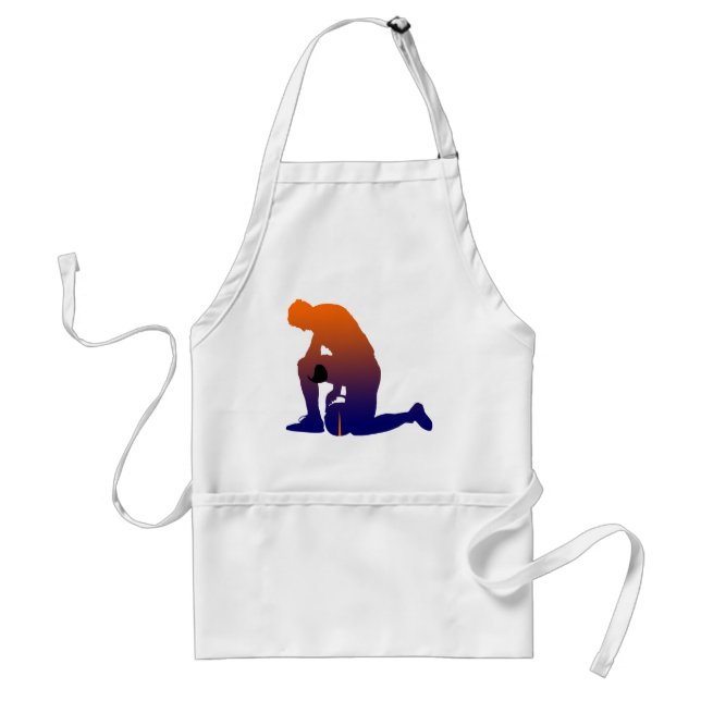football player silhouette adult apron (Front)