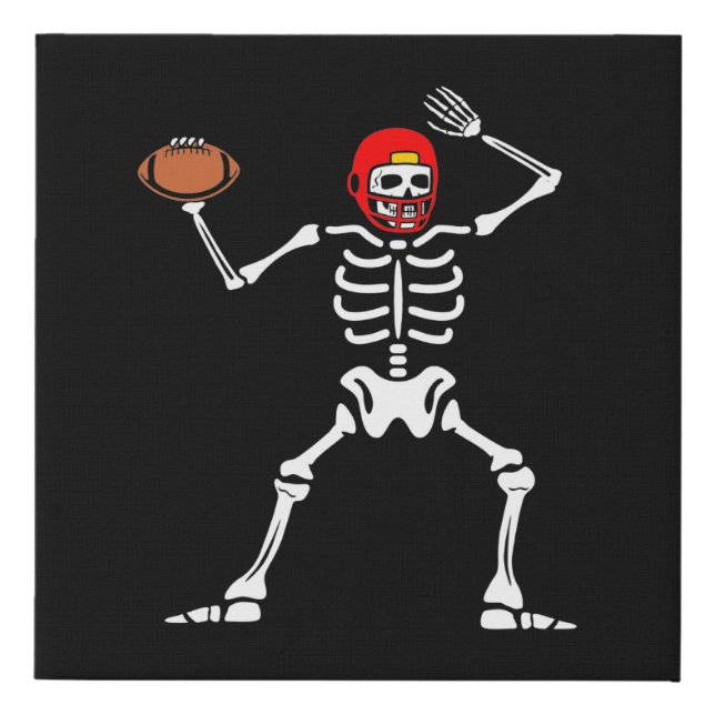 Football Player Skeleton Footballer Coach Game Day Faux Canvas Print (Front)