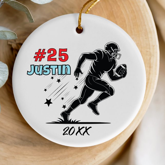 football player sports team personalized ceramic ornament (Creator Uploaded)