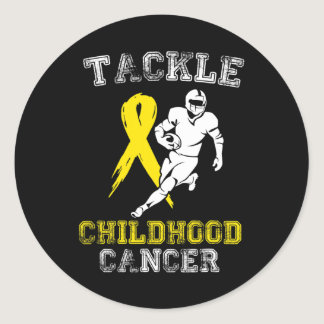 Football Player Tackle Childhood Cancer Awareness  Classic Round Sticker