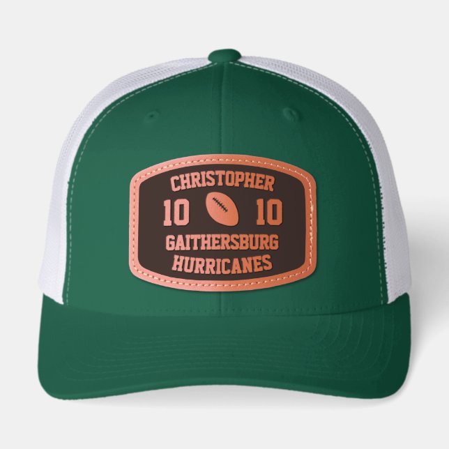 Football Player, Team, or Coach Personalized  Leather Patch Hat (Front)