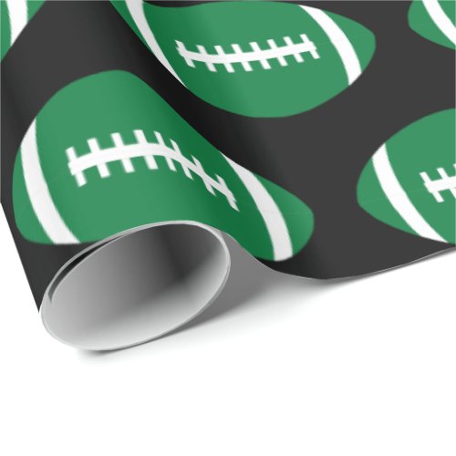 Football Player Team Party Green Footballs Sports Wrapping Paper