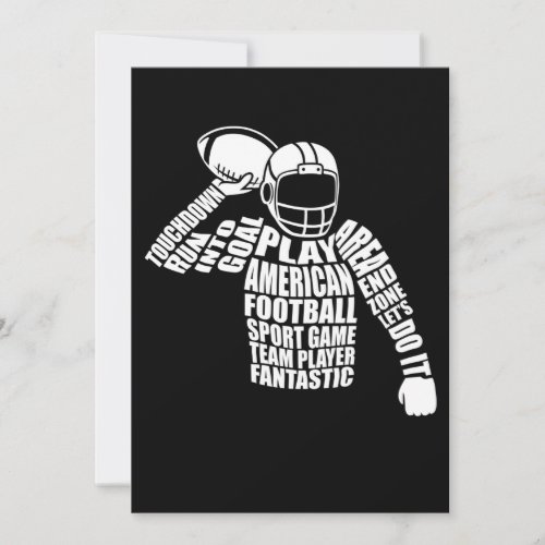 Football Player Typography Coach Game Day Lover Thank You Card