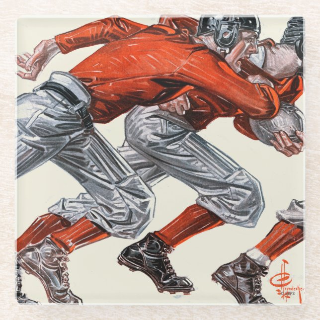Football Players Glass Coaster (Front)