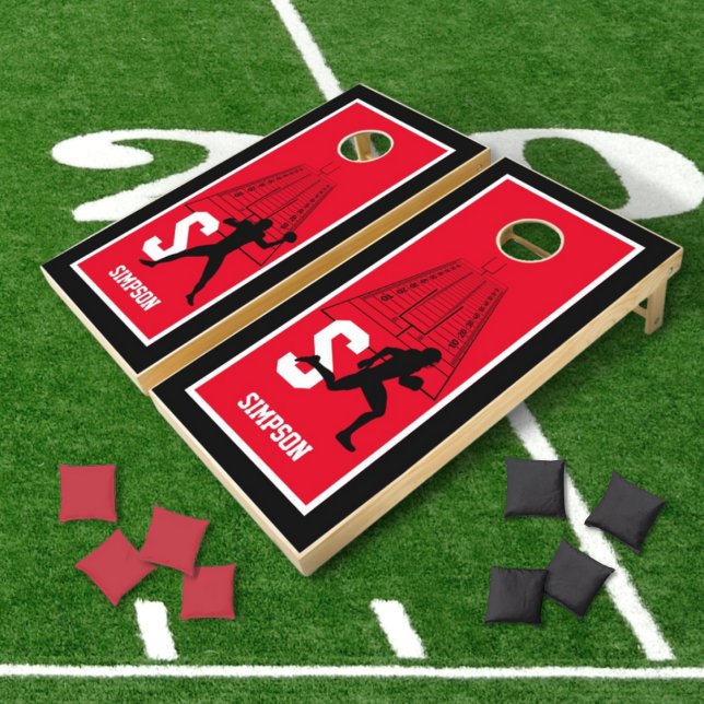 Football Players Red Black White Cornhole Set (Creator Uploaded)