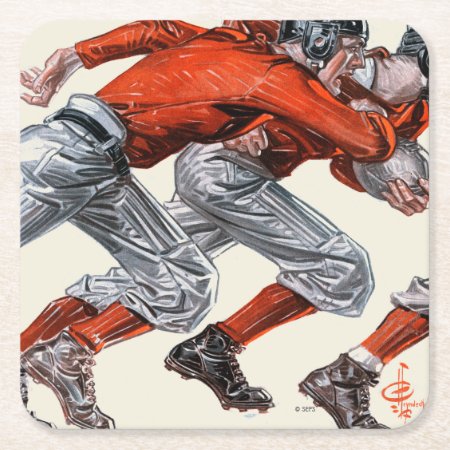 Football Players Square Paper Coaster