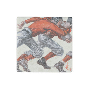 Football Players Stone Magnet