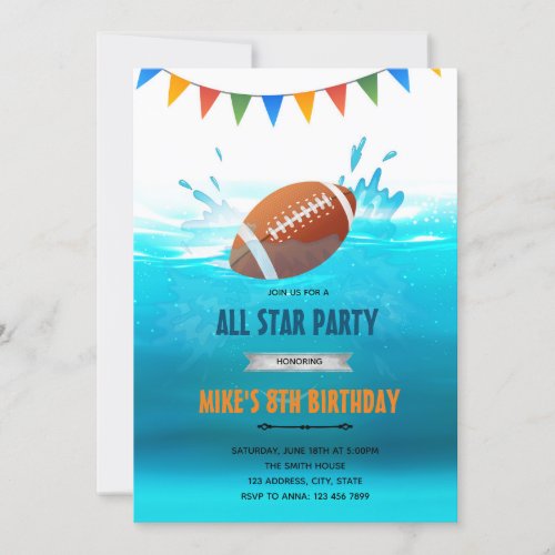 Football pool birthday party invitation