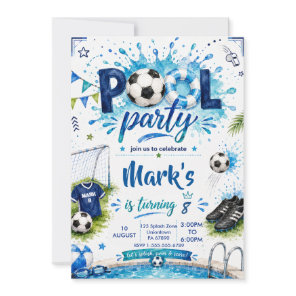 Football Pool Swimming Party Birthday Invitation