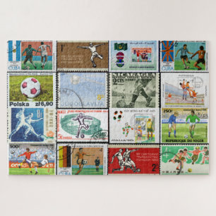 Football Postage Stamps Collage Jigsaw Puzzle