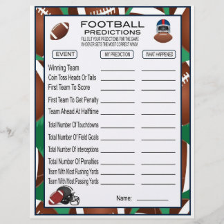 Football Predictions Football Party Game For Kids Letterhead