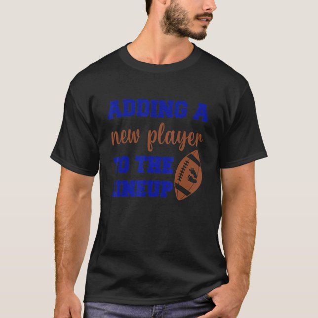 Football Pregnancy Announcement Fall Baby Reveal T-Shirt (Front)