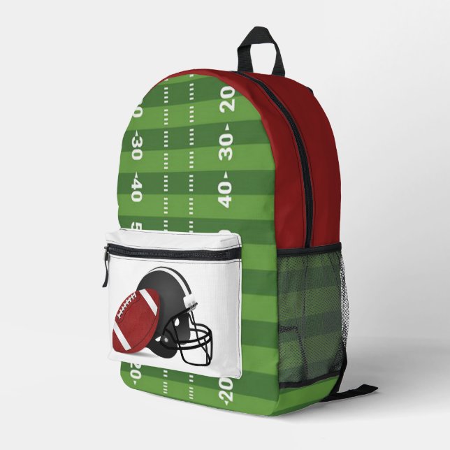 Football  printed backpack (Back Corner Right)